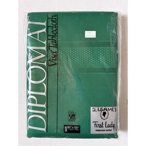 DIPLOMAT VISA Vintage Green Tablecloth -First‎ Lady Comparison Invited - 60x120"